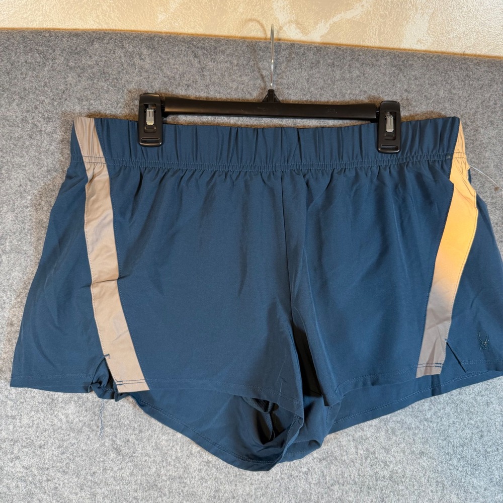 Spyder Active Mens Large Teal Blue Running Training Shorts 3 Inch Inseam Lined